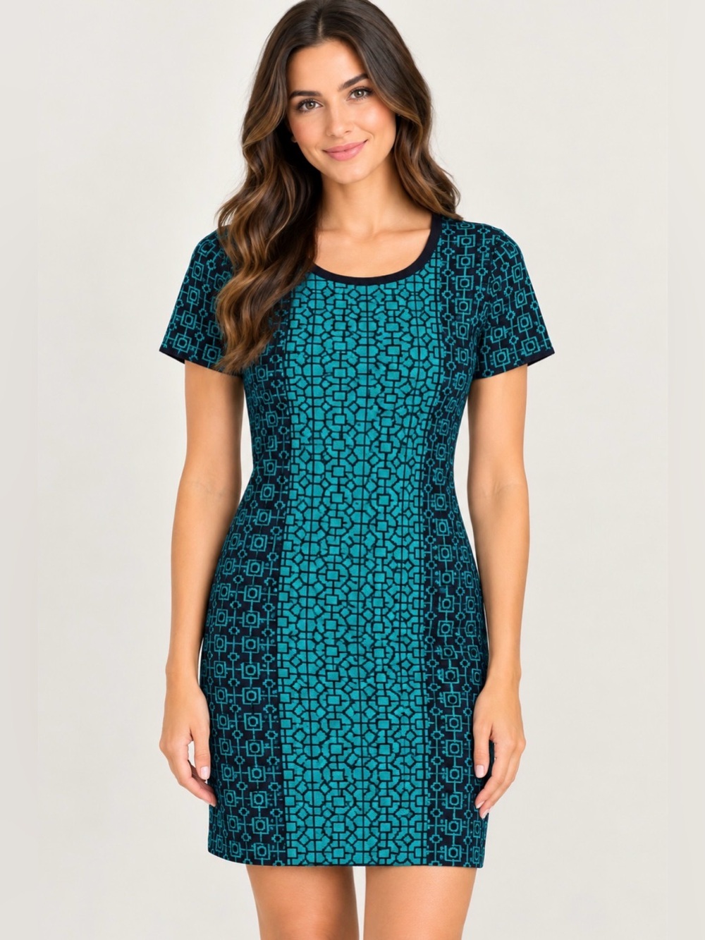 Romeo + Juliet couture | Blue Night-Peacock Geometric Knit Dress